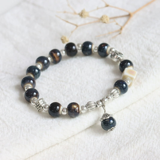 Ceramic Beaded Bracelet - Minimalist Bohemian Jewelry