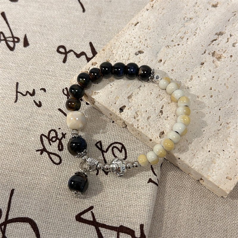 Porcelain Bracelet for Women - A Unique Ethnic-style Beaded Elastic Rope Accessory