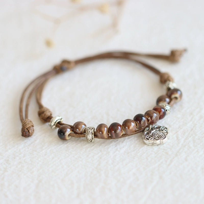 Oriental Butterfly Bracelet - Handcrafted Porcelain Charms