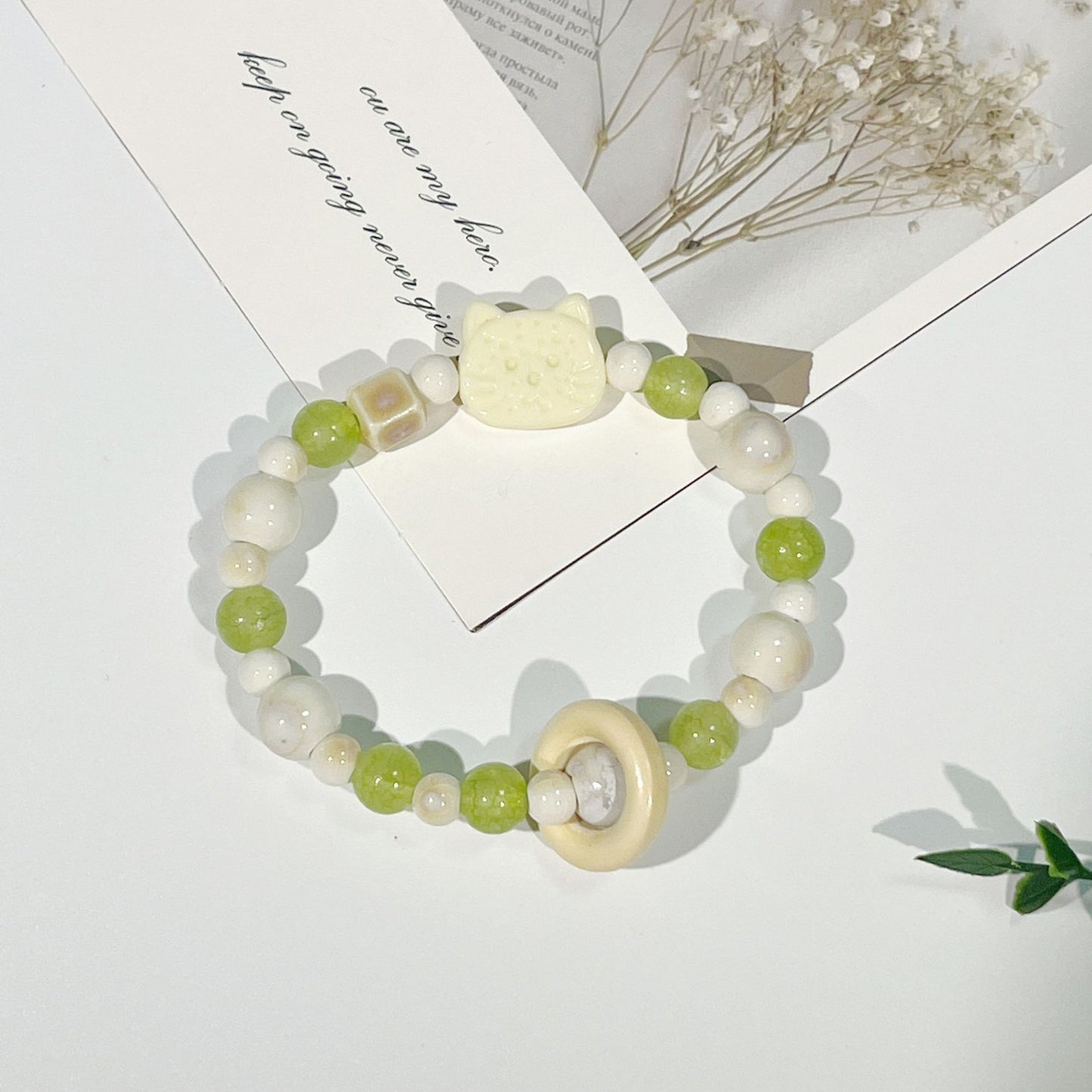 Porcelain Bead Bracelet - A Cute and Sweet Accessory, Featuring a Retro and Instagrammable Style, Perfect for Couples.