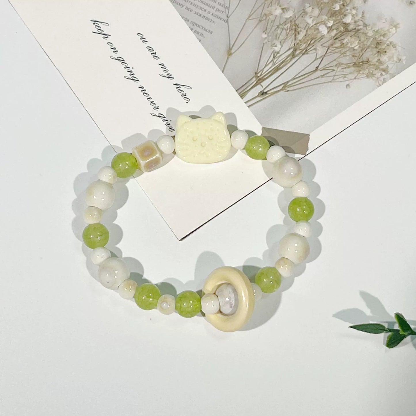 Porcelain Bead Bracelet - A Cute and Sweet Accessory, Featuring a Retro and Instagrammable Style, Perfect for Couples.