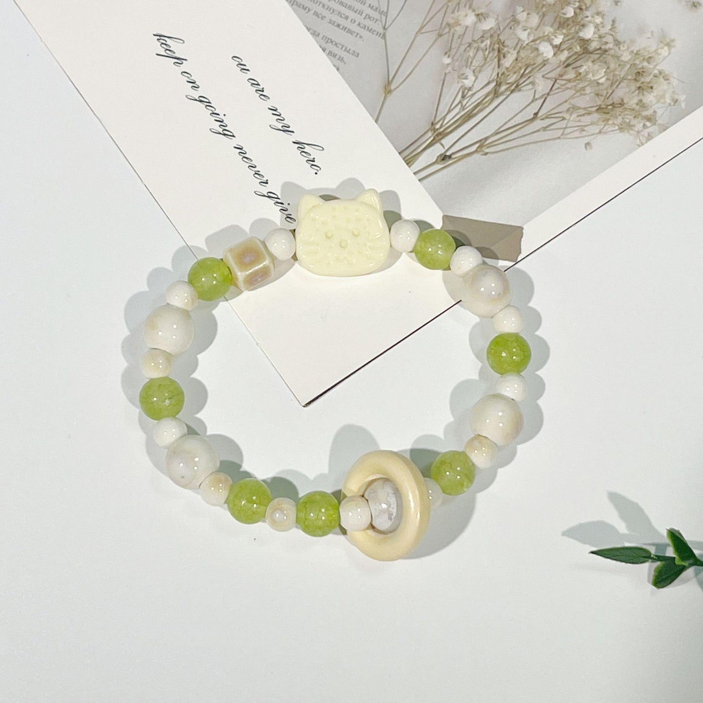 Porcelain Bead Bracelet - A Cute and Sweet Accessory, Featuring a Retro and Instagrammable Style, Perfect for Couples.
