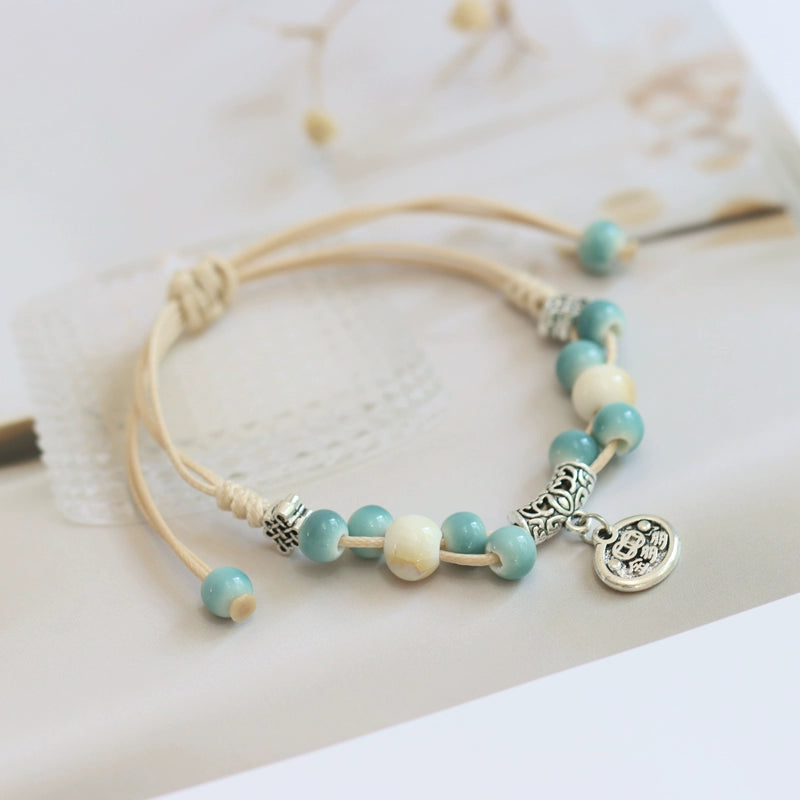 Ginkgo Porcelain Bracelet - Adjustable Neo-Chinese Jewelry