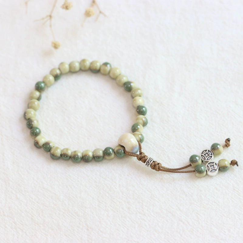 Ethnic Ceramic Beaded Bracelet - Handmade Porcelain Jewelry