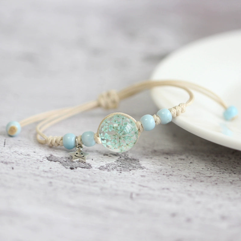 Glass Terrarium Bracelet - Preserved Flower Jewelry