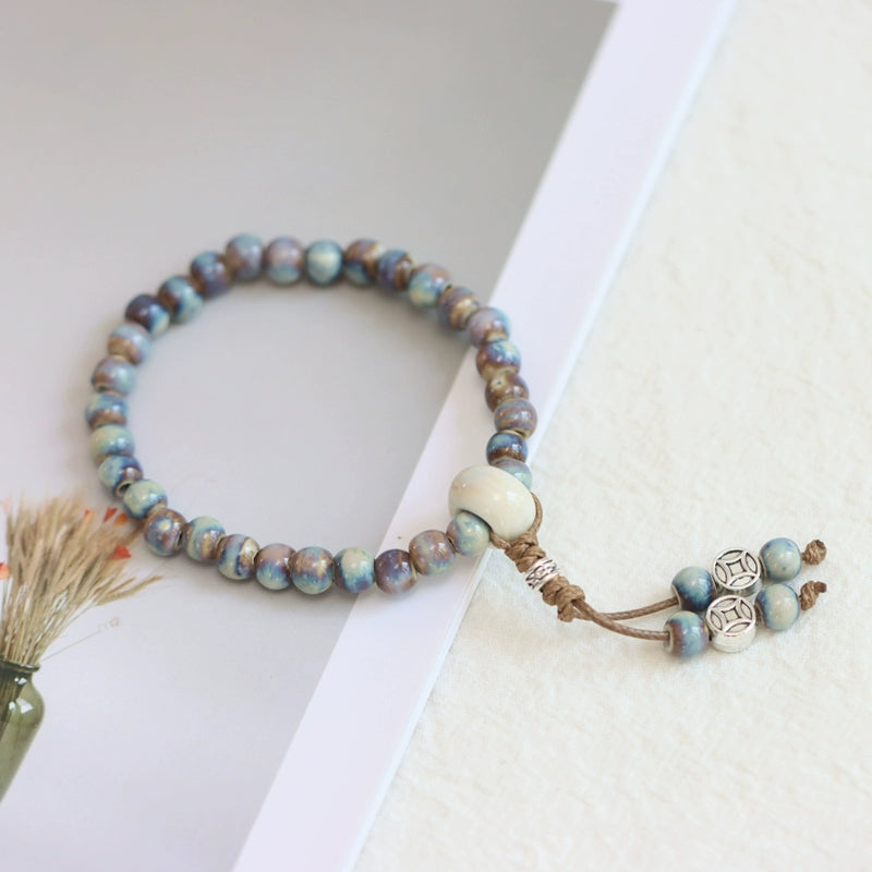 Ethnic Ceramic Beaded Bracelet - Handmade Porcelain Jewelry