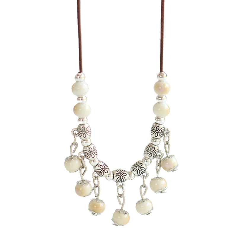 Handcrafted Porcelain Pendant - Oriental Chic
