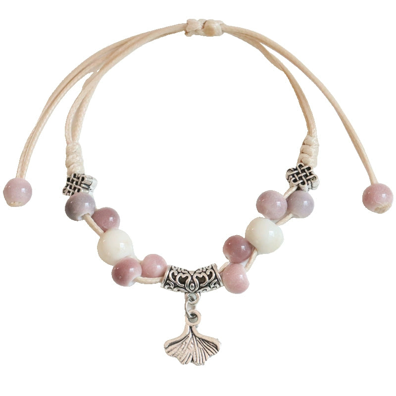Ginkgo Porcelain Bracelet - Adjustable Neo-Chinese Jewelry