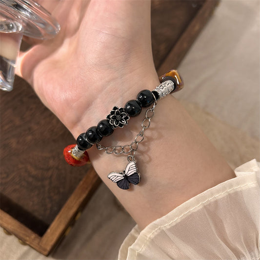 Retro Ethnic-style Porcelain Butterfly Bracelet for Women - A New Chinese-style, Unique, and Exquisite Multicolored Beaded Accessory