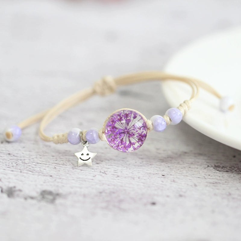 Glass Terrarium Bracelet - Preserved Flower Jewelry