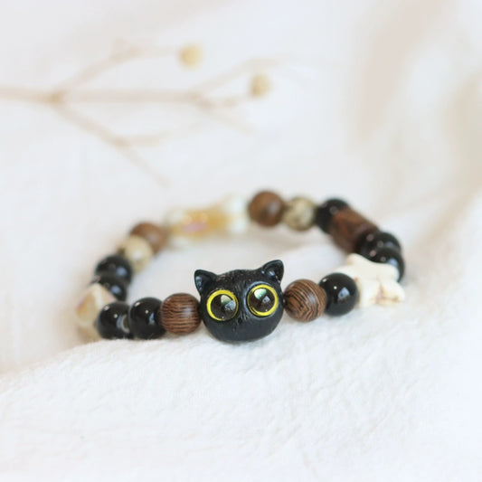 Adorable Owl Ceramic Beaded Bracelet - Whimsical Animal Jewelry