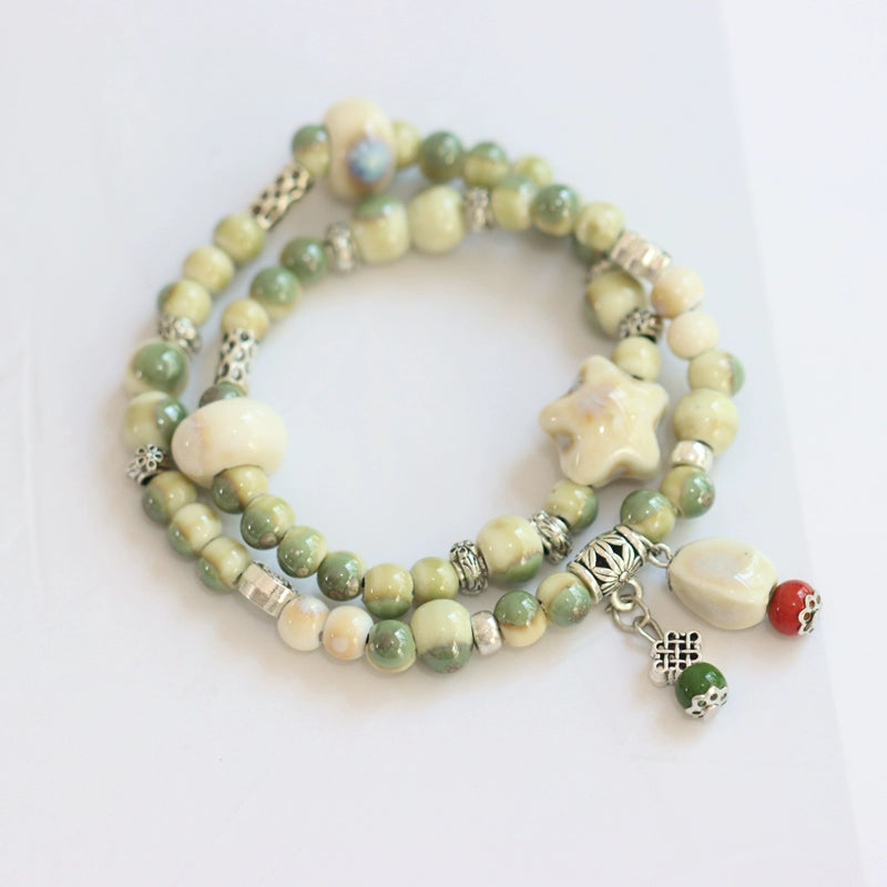 Double-Layer Ethnic Ceramic Bracelet - Versatile Jewelry