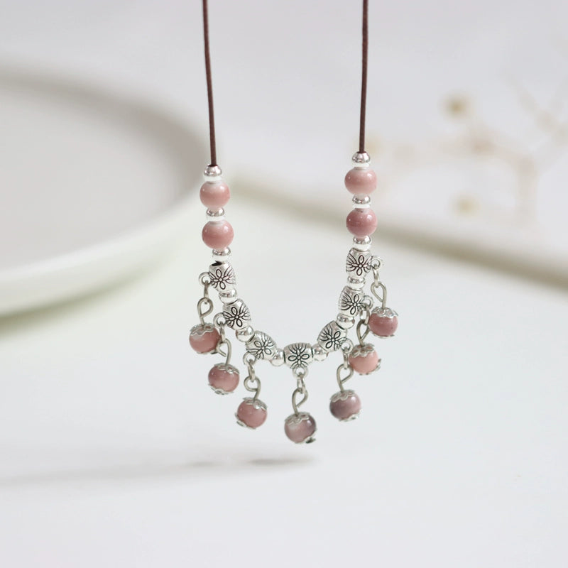 Handcrafted Porcelain Pendant - Oriental Chic