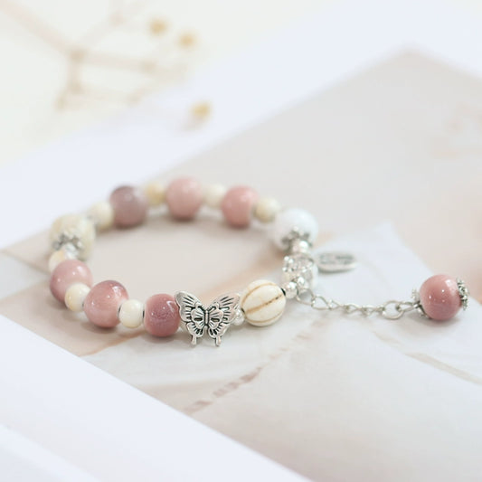 Ceramic Butterfly Bracelet - Ethnic Beaded Boho Jewelry for Women