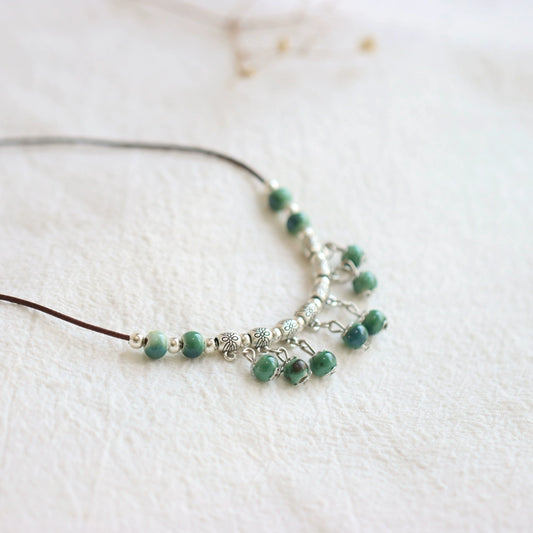 Handcrafted Porcelain Pendant - Oriental Chic