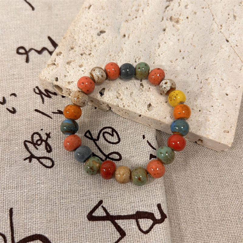 Porcelain Glaze Gradient Color Beaded Bracelet for Women - A Versatile and Sophisticated Accessory