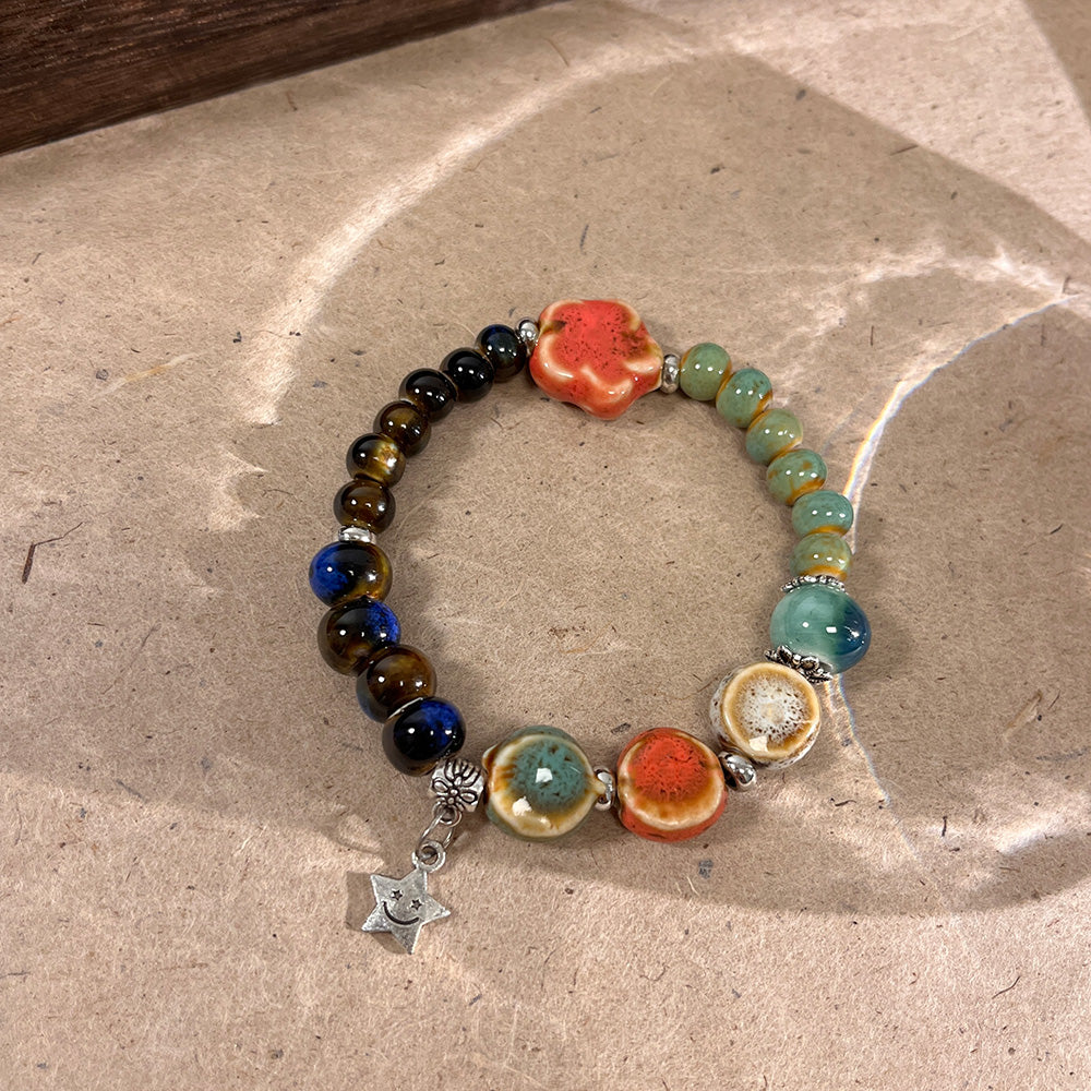 Retro Porcelain Bead Bracelet for Women - A New Chinese-style Natural Stone Accessory