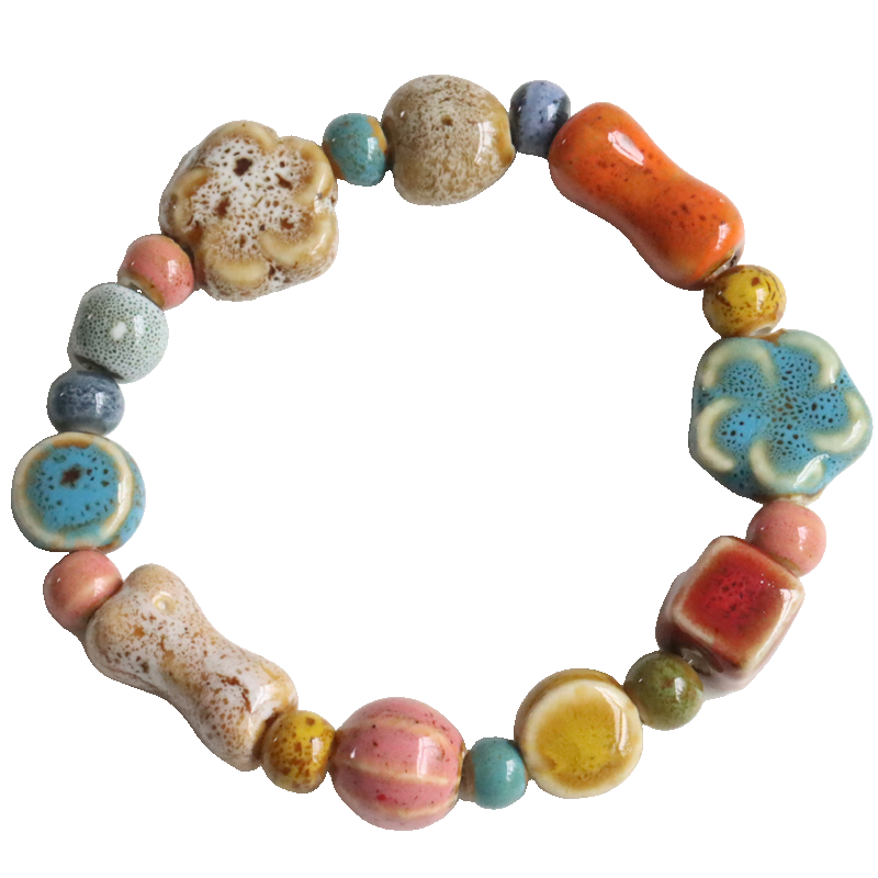 Ethnic Ceramic Beaded Bracelet - Colorful Bohemian Jewelry