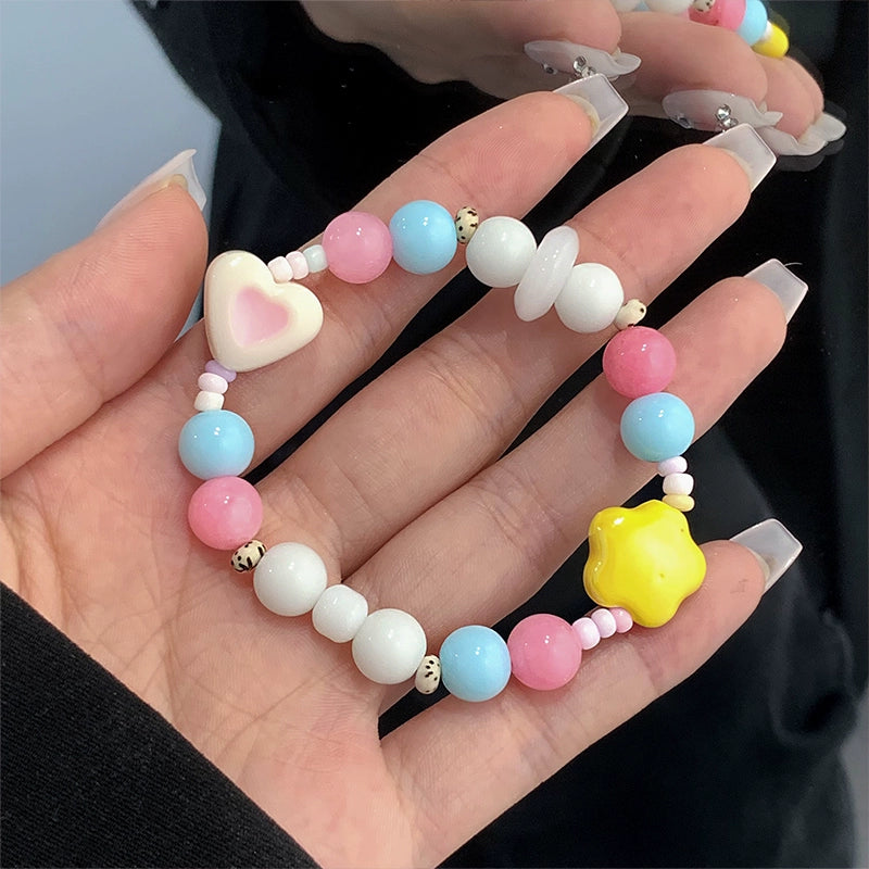 Dopamine-inspired Multicolored Porcelain Bead Bracelet for Women - A Sweet, and Versatile Accessory with a Unique Charm