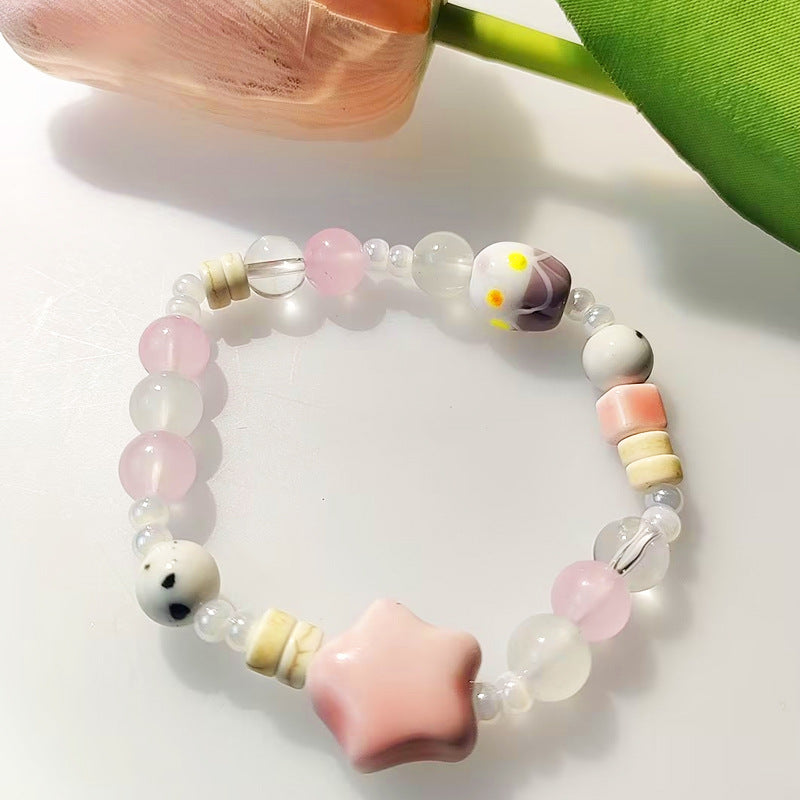 Dopamine-inspired Multicolored Porcelain Bead Bracelet for Women - A Sweet, and Versatile Accessory with a Unique Charm