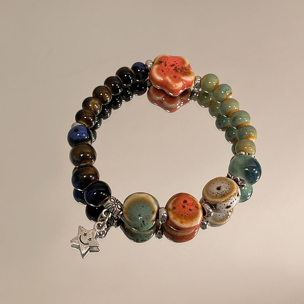 Retro Porcelain Bead Bracelet for Women - A New Chinese-style Natural Stone Accessory