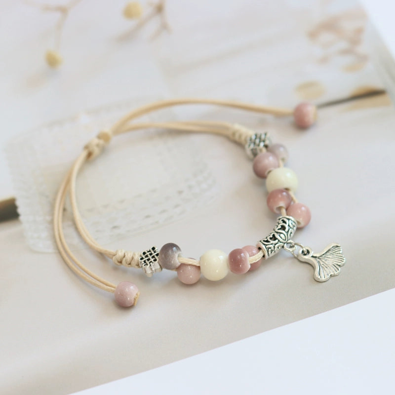 Ginkgo Porcelain Bracelet - Adjustable Neo-Chinese Jewelry