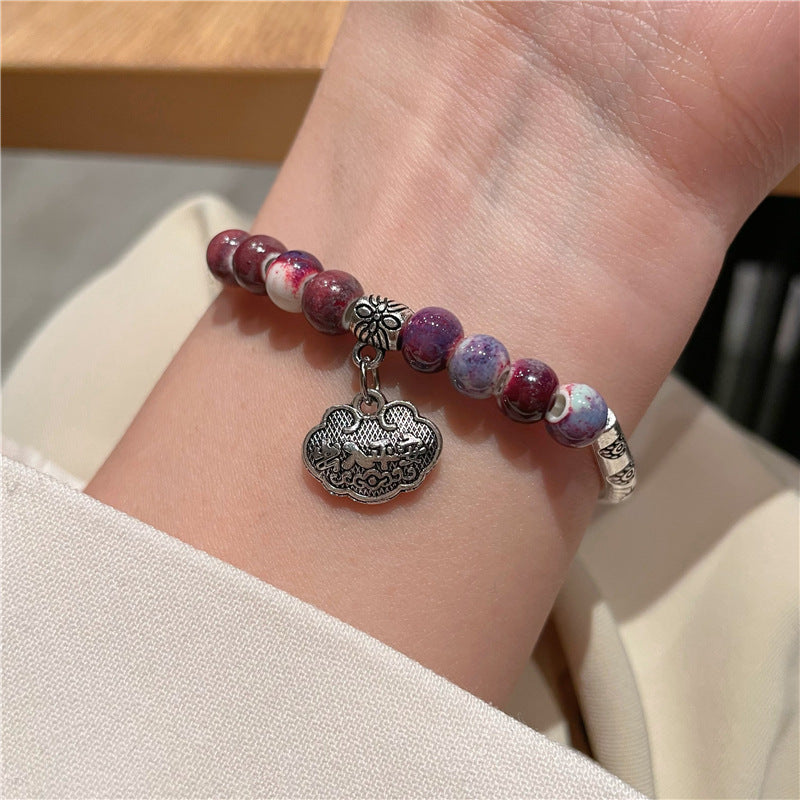 Handmade Porcelain Bracelet for Women - An Ethnic-style, Unique, Light Luxury, and Multicolored Beaded Accessory.