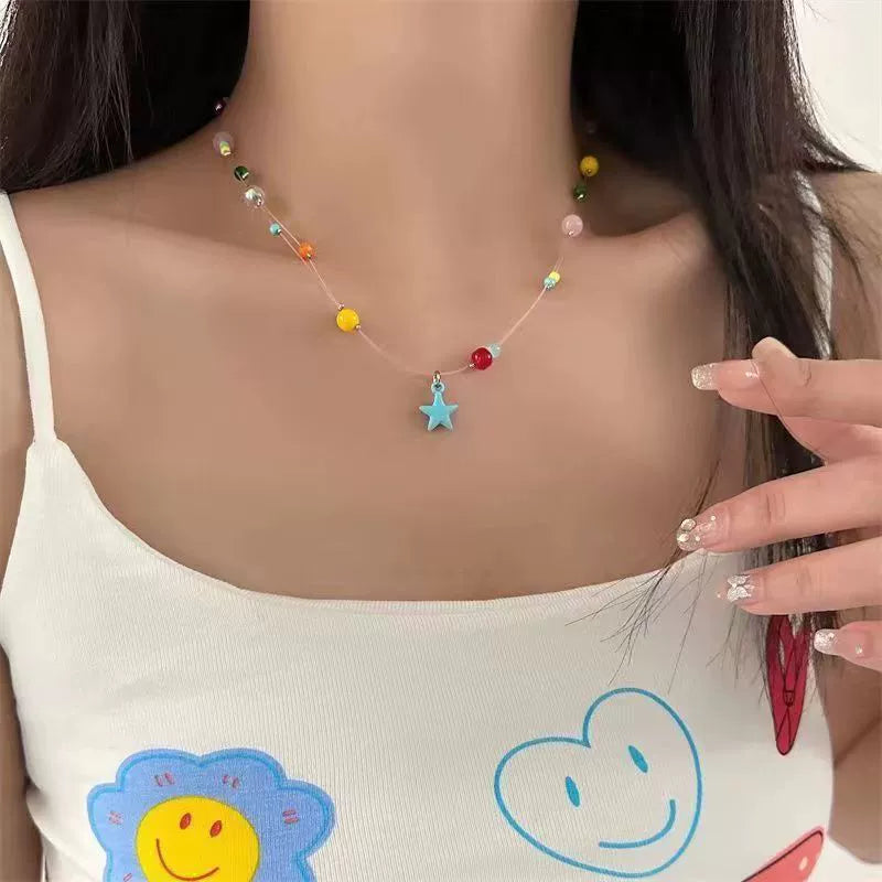 Candy-colored Necklace for Women - The New Summer Arrival of a Girlish Multicolored Bead Necklace