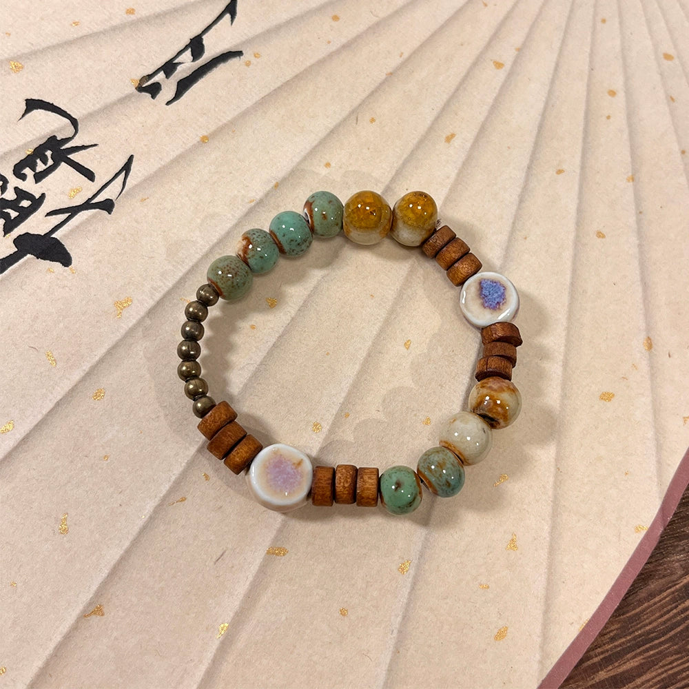 Elegance and Zen Porcelain Bead Bracelet for Women - A High-Aesthetic, Student-Friendly Accessory with Traditional Chinese Charm