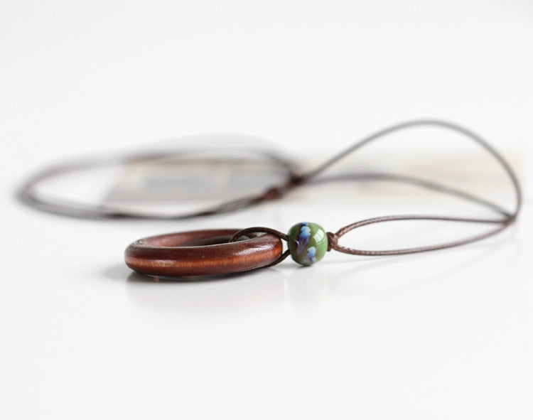 Handcarved Wood Necklace - Neo-Chinese Style Layered Pendant