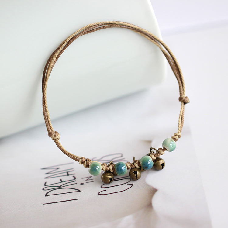 Handmade Ceramic Anklet - Boho Chic Foot Jewelry