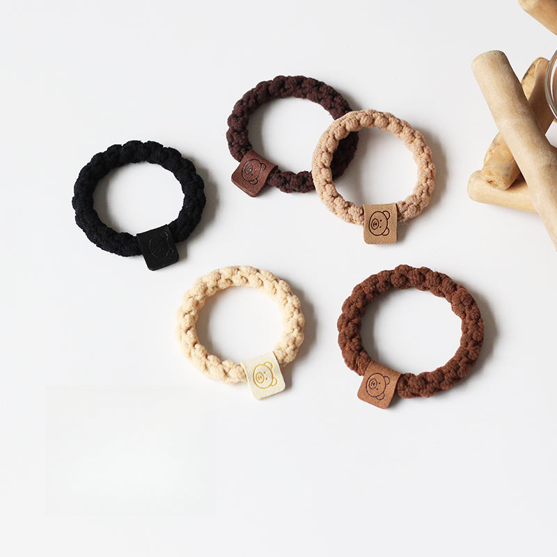 Brown small hair tie for women, trendy hairband for ponytails, high elasticity thick hair loop
