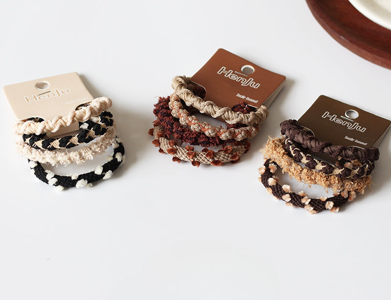 Four-Pack Brown Plush Hair Tie - Women's Autumn/Winter Trendy Elegant Hair Band, 2023 New Elastic Band for Tying Hair