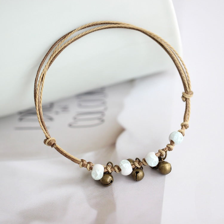 Handmade Ceramic Anklet - Boho Chic Foot Jewelry