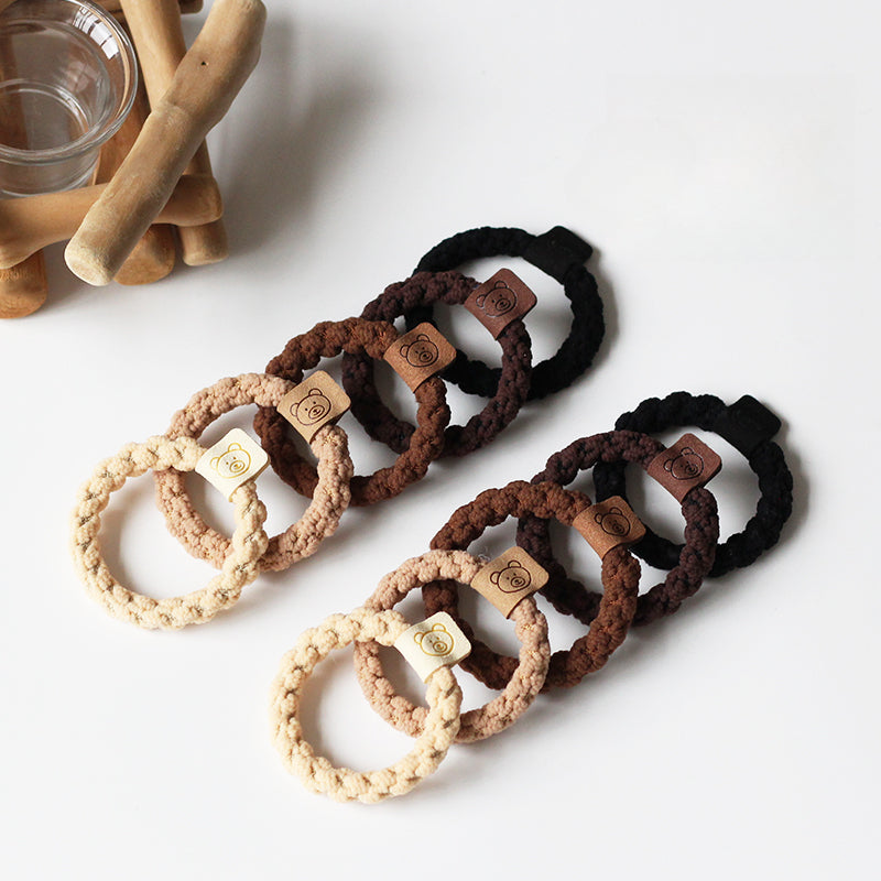 Brown small hair tie for women, trendy hairband for ponytails, high elasticity thick hair loop