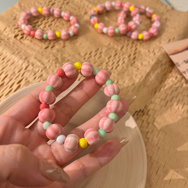 Porcelain Red Jade Bead Bracelet for Women - A Dopamine-inspired Original Retro Accessory