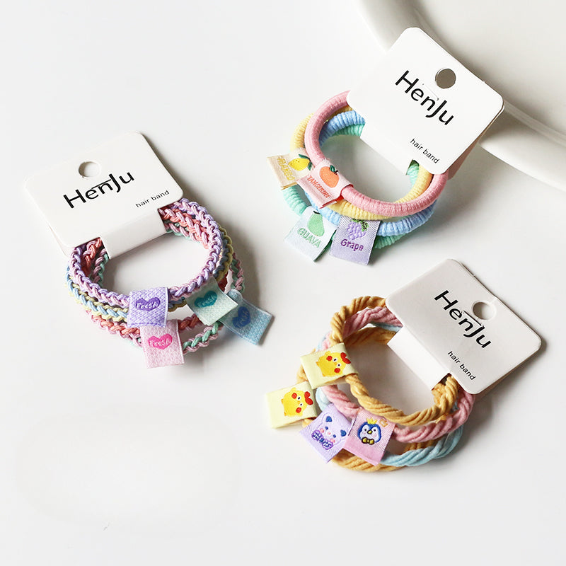 Set Of Four Hair Ties, Cream-Colored And Cute For Women To Tie Hair