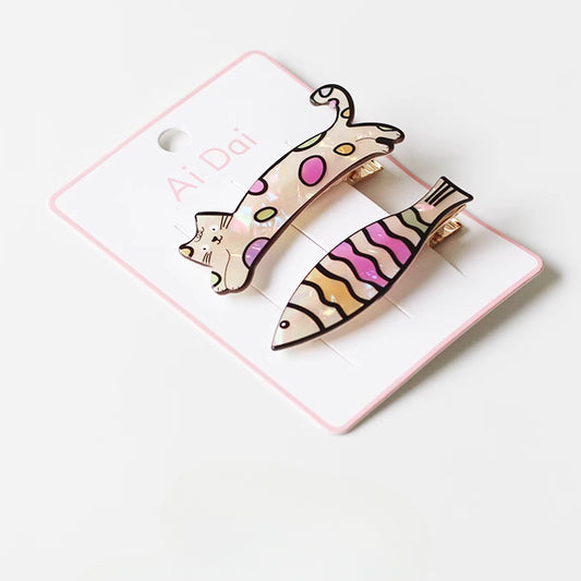 Kitten Bang Hair Clips - Cute Side Clips for Women, New Hairpins and Duckbill Clips