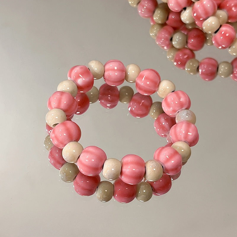 Porcelain Red Jade Bead Bracelet for Women - A Dopamine-inspired Original Retro Accessory