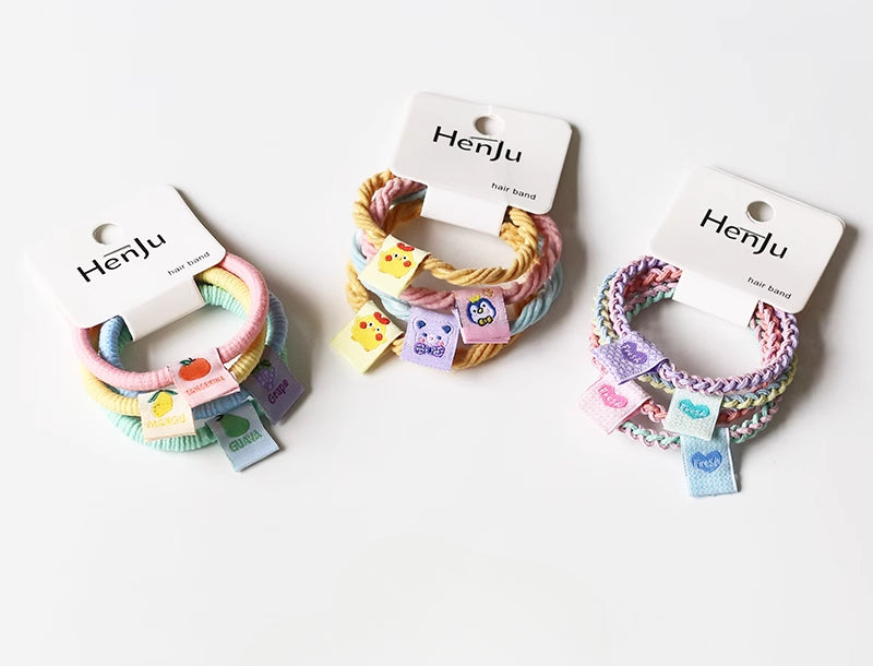 Set Of Four Hair Ties, Cream-Colored And Cute For Women To Tie Hair