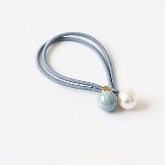 Open-End Hair Tie with Faux Pearls - Sweet Girly Cute Korean Style Hair Accessory and Elastic Band