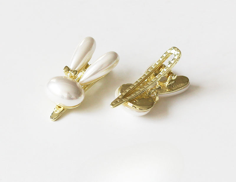 Faux Pearl Bunny Hair Clip Trendy Elegant Side Cute Hair Accessory