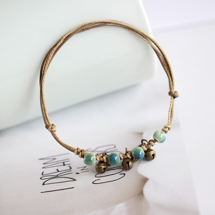Handmade Ceramic Anklet - Boho Chic Foot Jewelry