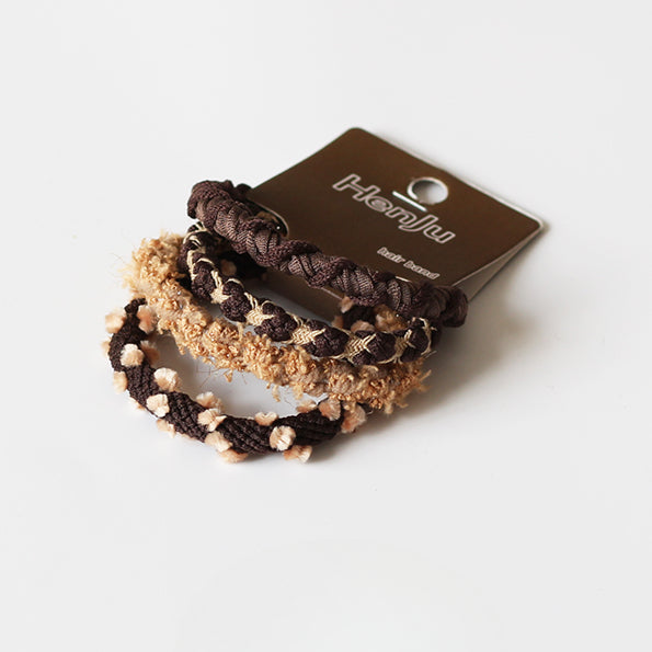 Four-Pack Brown Plush Hair Tie - Women's Autumn/Winter Trendy Elegant Hair Band, 2023 New Elastic Band for Tying Hair