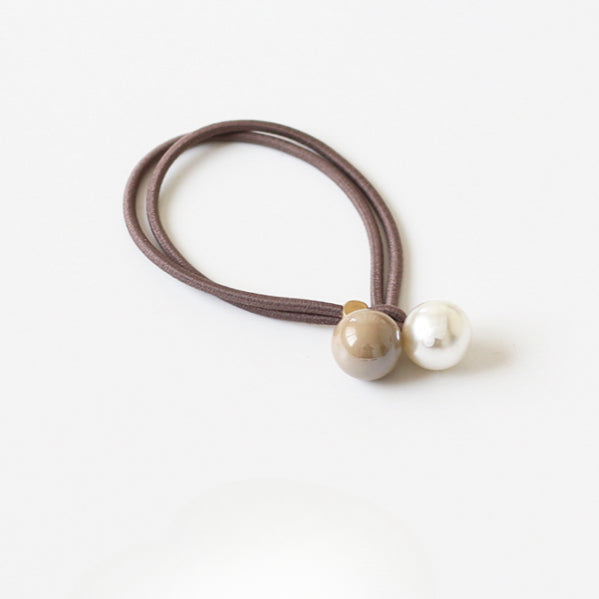 Open-End Hair Tie with Faux Pearls - Sweet Girly Cute Korean Style Hair Accessory and Elastic Band
