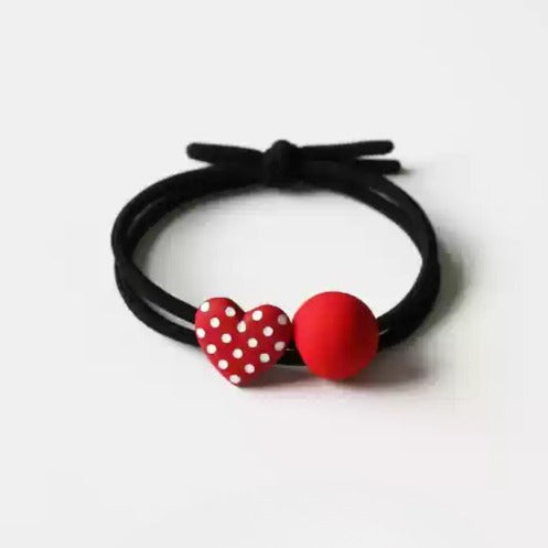 Red Wave Hair Tie - Korean Cute Girl's Elastic Band, Trendy Elastic for Women's Hair Ties and Children's Hair Accessories