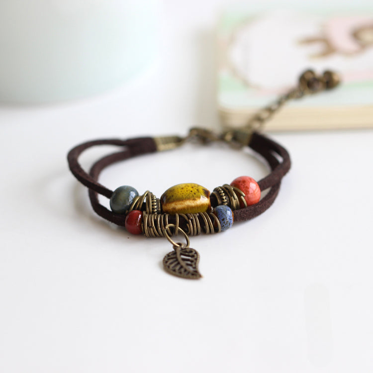 Handmade Boho Beaded Bracelet Chic Ceramic Girlfriend Gift