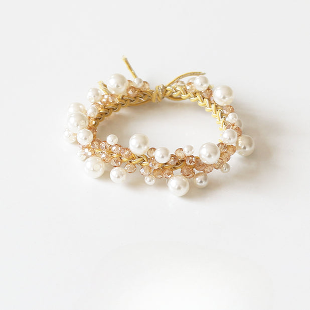 Bracelet Hair Ties - Elegant Beaded Elastic Bands, Cool Style Pearl Hair Ties, Fresh Ponytail Accessories