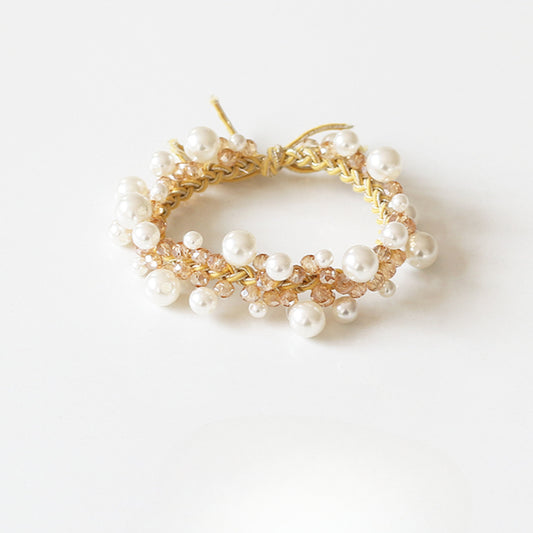 Bracelet Hair Ties - Elegant Beaded Elastic Bands, Cool Style Pearl Hair Ties, Fresh Ponytail Accessories