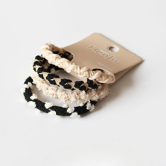 Four-Pack Brown Plush Hair Tie - Women's Autumn/Winter Trendy Elegant Hair Band, 2023 New Elastic Band for Tying Hair